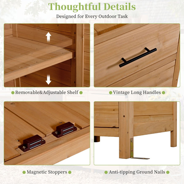 English Elm (with Hutch) Topamx Solid Fir Potting Bench Patio Workstation Spice Rack Drawer Natural Wood N717P404331A