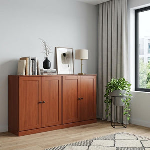 64 Inch Solid Wood Sideboard with Four Drawers and Doors for Dining Room Storage