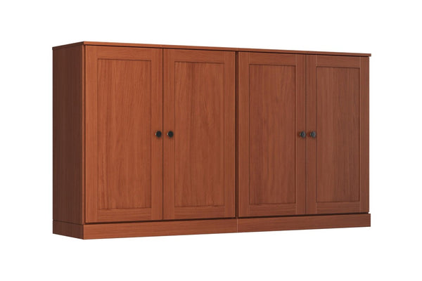 HomeRoots 64 Inch Solid Wood Sideboard with Four Drawers and Doors for Dining Room Storage 754639