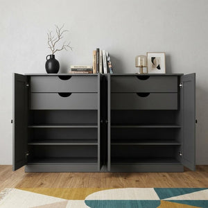 64 Inch Solid Wood Sideboard with Four Drawers and Enclosed Cabinet Storage