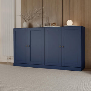 64 Inch Solid Wood Navy Sideboard with Four Drawers and Cabinet Storage