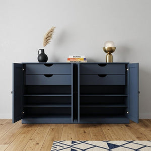 64 Inch Solid Wood French Blue Sideboard with Four Drawers and Storage Doors