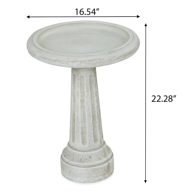 English Elm Polyresin Pedestal Birdbath with Faux Stone Finish for Garden Patio Outdoor Use N772P450050W