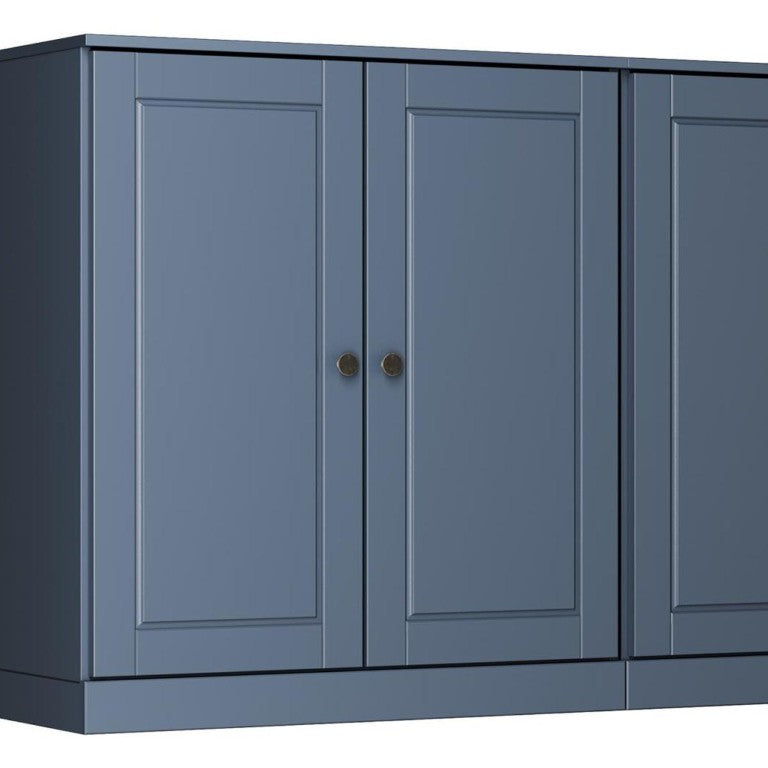 64 Inch Solid Wood Sideboard with Four Drawers and Doors in French Blue Finish