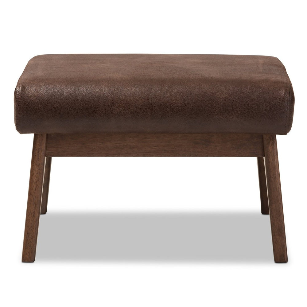Baxton Studio Baxton Studio Vintage Mid-Century Modern Ottoman in Dark Brown Faux Leather for Stylish Comfort Bianca-Dark Brown/Walnut Brown-Otto