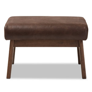 Baxton Studio Baxton Studio Vintage Mid-Century Modern Ottoman in Dark Brown Faux Leather for Stylish Comfort Bianca-Dark Brown/Walnut Brown-Otto