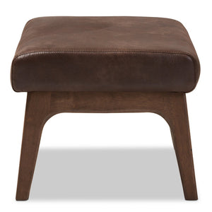 Baxton Studio Baxton Studio Vintage Mid-Century Modern Ottoman in Dark Brown Faux Leather for Stylish Comfort Bianca-Dark Brown/Walnut Brown-Otto