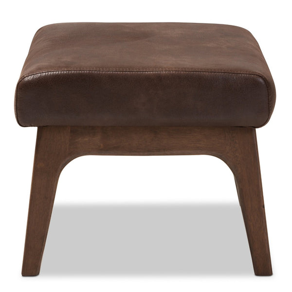 Baxton Studio Baxton Studio Vintage Mid-Century Modern Ottoman in Dark Brown Faux Leather for Stylish Comfort Bianca-Dark Brown/Walnut Brown-Otto