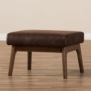 Baxton Studio Baxton Studio Vintage Mid-Century Modern Ottoman in Dark Brown Faux Leather for Stylish Comfort Bianca-Dark Brown/Walnut Brown-Otto