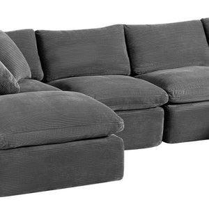 140 Inch Corduroy Modular Sectional Sofa Set with Ottoman Included Toss Pillows