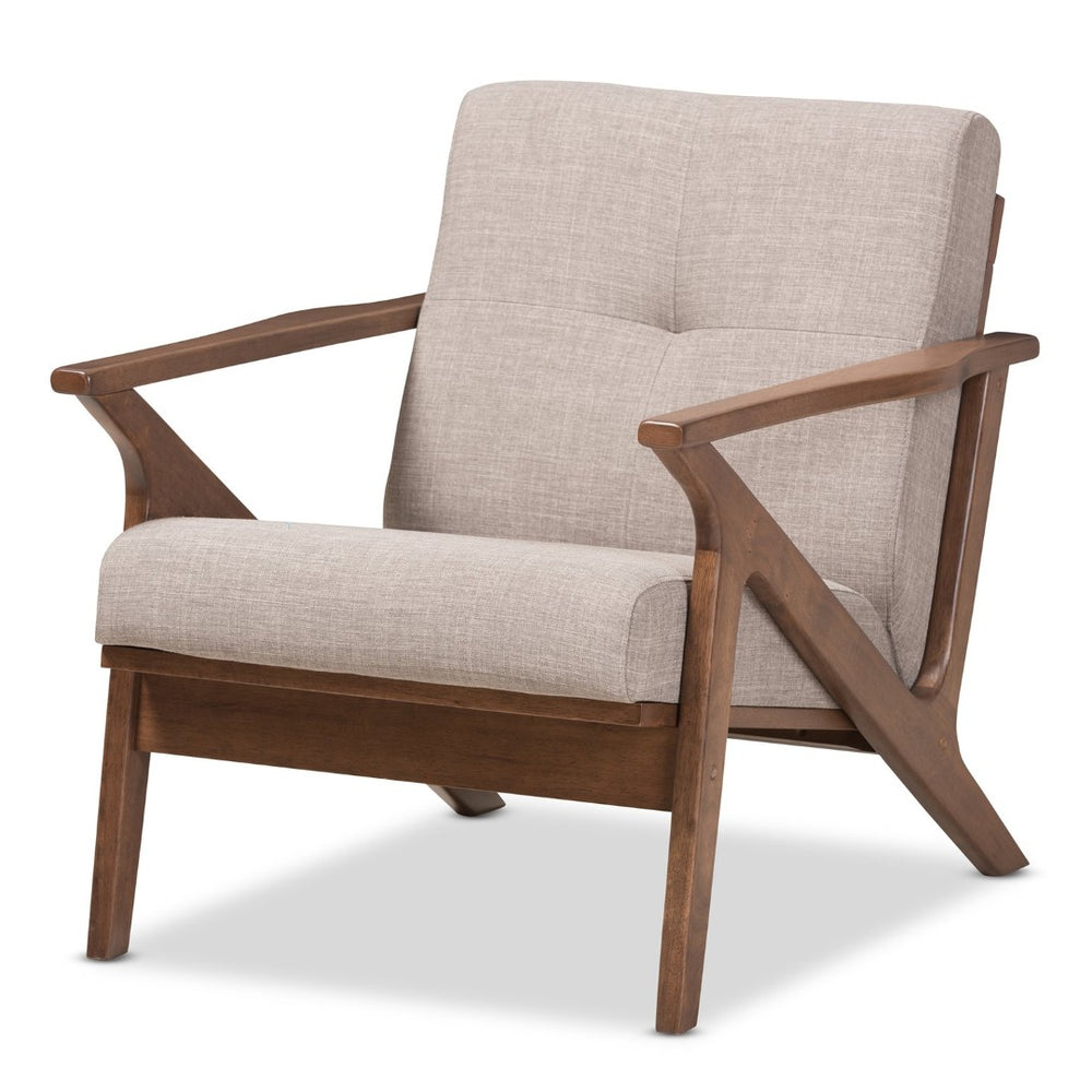 Baxton Studio Baxton Studio Bianca Mid-Century Lounge Chair - Light Grey Fabric, Walnut Wood Frame, Stylish Comfort Bianca-Light Grey/Walnut Brown-CC