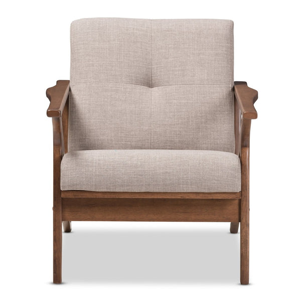 Baxton Studio Baxton Studio Bianca Mid-Century Lounge Chair - Light Grey Fabric, Walnut Wood Frame, Stylish Comfort Bianca-Light Grey/Walnut Brown-CC