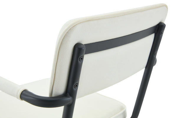 English Elm Dining Chairs Set of 2 Velvet Upholstered with Hangable Arms and Metal Legs W3493P449276