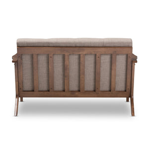 Baxton Studio Baxton Studio Bianca Loveseat - Mid-Century Modern Light Grey Fabric & Walnut Wood Elegance for Any Space Bianca-Light Grey/Walnut Brown-LS