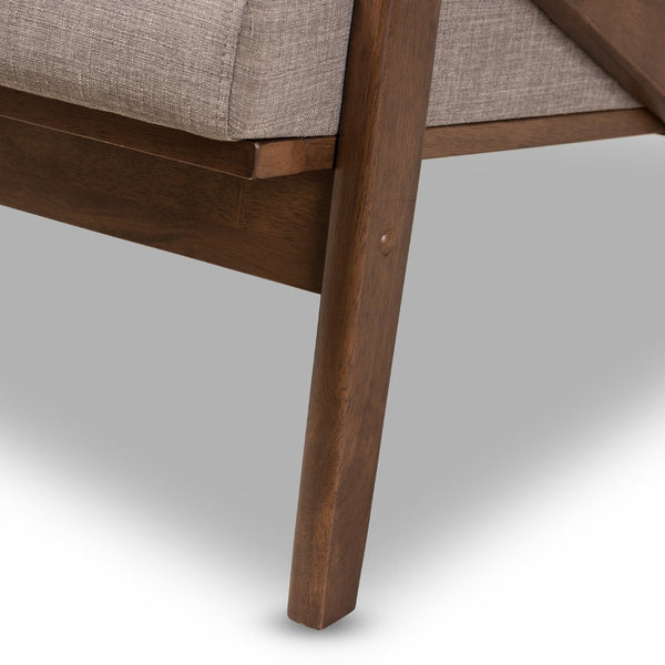 Baxton Studio Baxton Studio Bianca Loveseat - Mid-Century Modern Light Grey Fabric & Walnut Wood Elegance for Any Space Bianca-Light Grey/Walnut Brown-LS