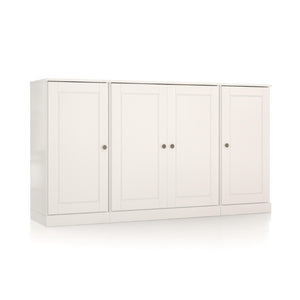 HomeRoots 65 Inch Solid Wood Sideboard with Dual Drawers Four Cabinet Doors White Storage 754923