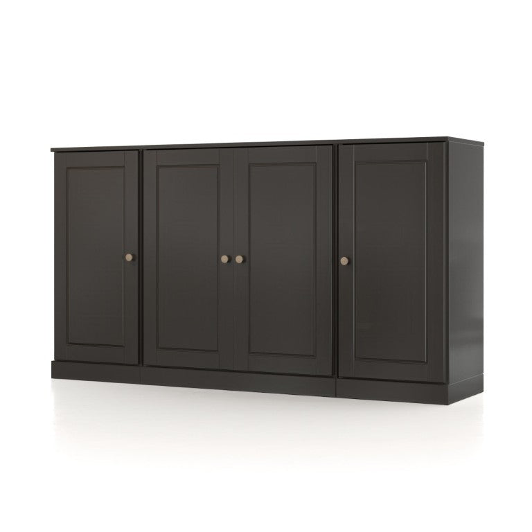 HomeRoots 65 Inch Solid Wood Sideboard with Two Drawers Four Doors Elegant Dining Storage 754926
