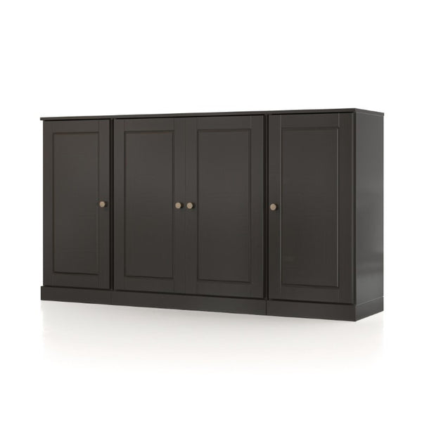 HomeRoots 65 Inch Solid Wood Sideboard with Two Drawers Four Doors Elegant Dining Storage 754926