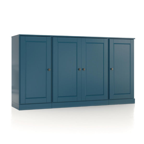 HomeRoots 65 Inch Teal Solid Wood Buffet with Two Drawers and Four Cabinet Doors for Dining 754927