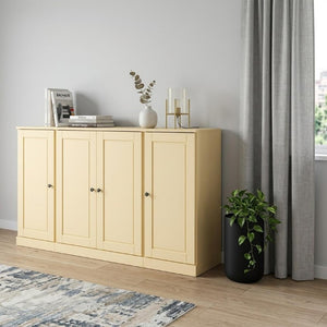 65 Inch Solid Wood Sideboard with Two Drawers Four Doors Spacious Dining Storage