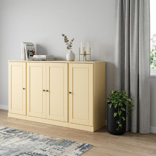 65 Inch Solid Wood Sideboard with Two Drawers Four Doors Spacious Dining Storage