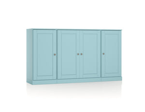 HomeRoots 65 Inch Solid Wood Buffet Sideboard with Two Drawers Four Doors Dining Storage 754929