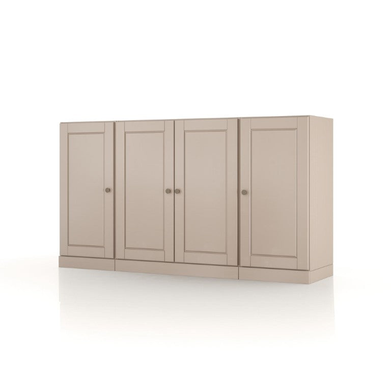 HomeRoots 65 Inch Solid Wood Sideboard with Dual Drawers and Four Cabinet Doors for Dining Rooms 754932