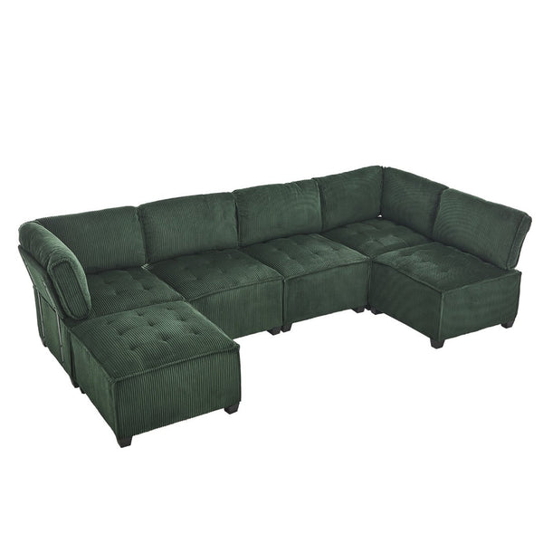 English Elm United We Win U-Shaped Modular Sectional Sofa With Reversible Chaise - 6-Seat Comfort & Style W1568S00156-GIGA