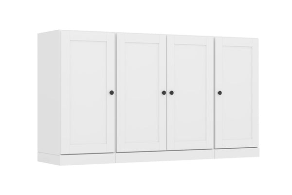 HomeRoots 65 Inch Solid Wood Sideboard with Two Drawers Four Doors White Dining Storage 754977