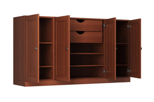 HomeRoots 65 Inch Solid Wood Sideboard with Two Drawers and Four Cabinet Doors for Dining Rooms 754978