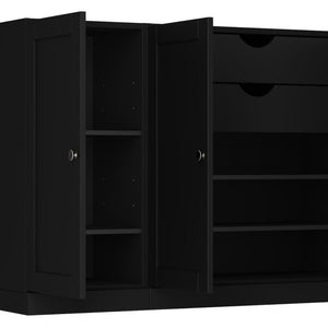 65 Inch Solid Wood Sideboard with Two Drawers Four Doors for Elegant Dining Storage
