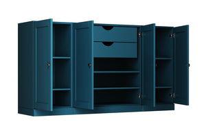 HomeRoots 65 Inch Solid Wood Sideboard with Six Storage Compartments for Dining Room Decor 754981