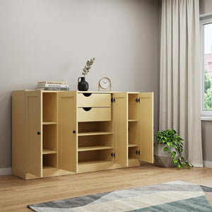 65 Inch Solid Wood Sideboard with Four Doors and Two Drawers for Dining Room Storage