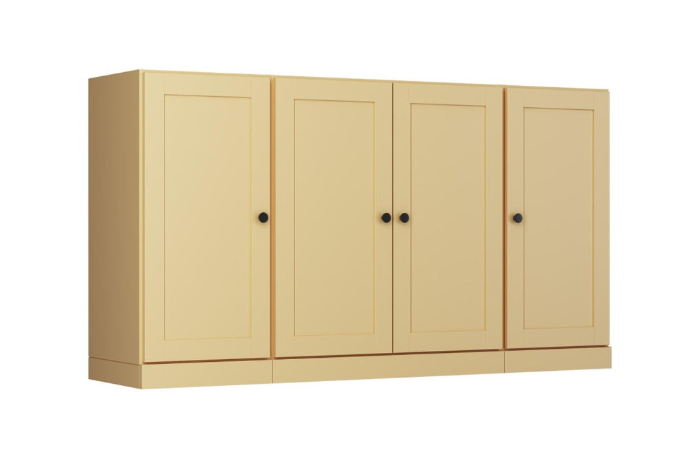 HomeRoots 65 Inch Solid Wood Sideboard with Four Doors and Two Drawers for Dining Room Storage 754982