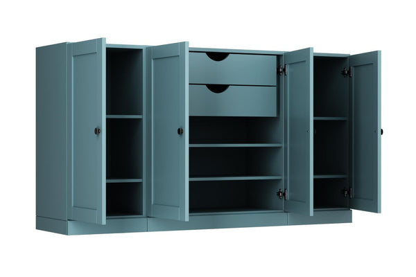 HomeRoots 65 Inch Solid Wood Sideboard with Two Drawers Four Doors for Dining Room Storage 754983