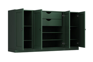 65 Inch Solid Wood Sideboard with Four Cabinet Doors and Two Storage Drawers