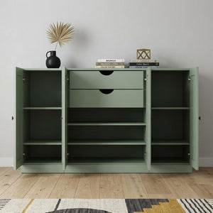 65 Inch Sage Solid Wood Buffet with Two Drawers and Four Cabinet Doors