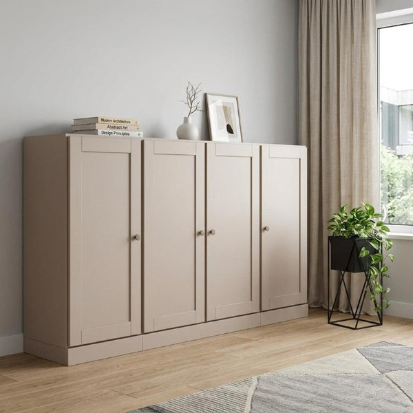65 Inch Solid Wood Buffet Sideboard with Four Cabinet Doors and Two Drawers