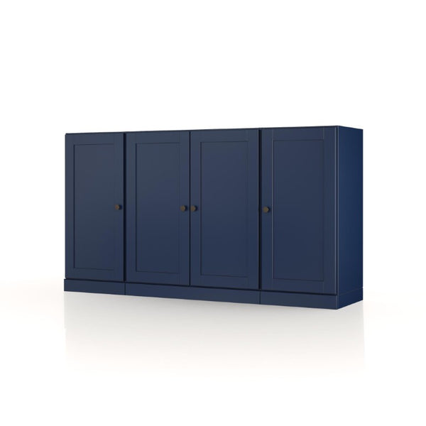 HomeRoots 65 Inch Solid Wood Navy Sideboard with Two Drawers and Four Cabinet Doors 754987