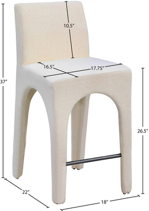 Gramercy Beige Linen Textured Fabric Stool 754Beige-C Meridian Furniture