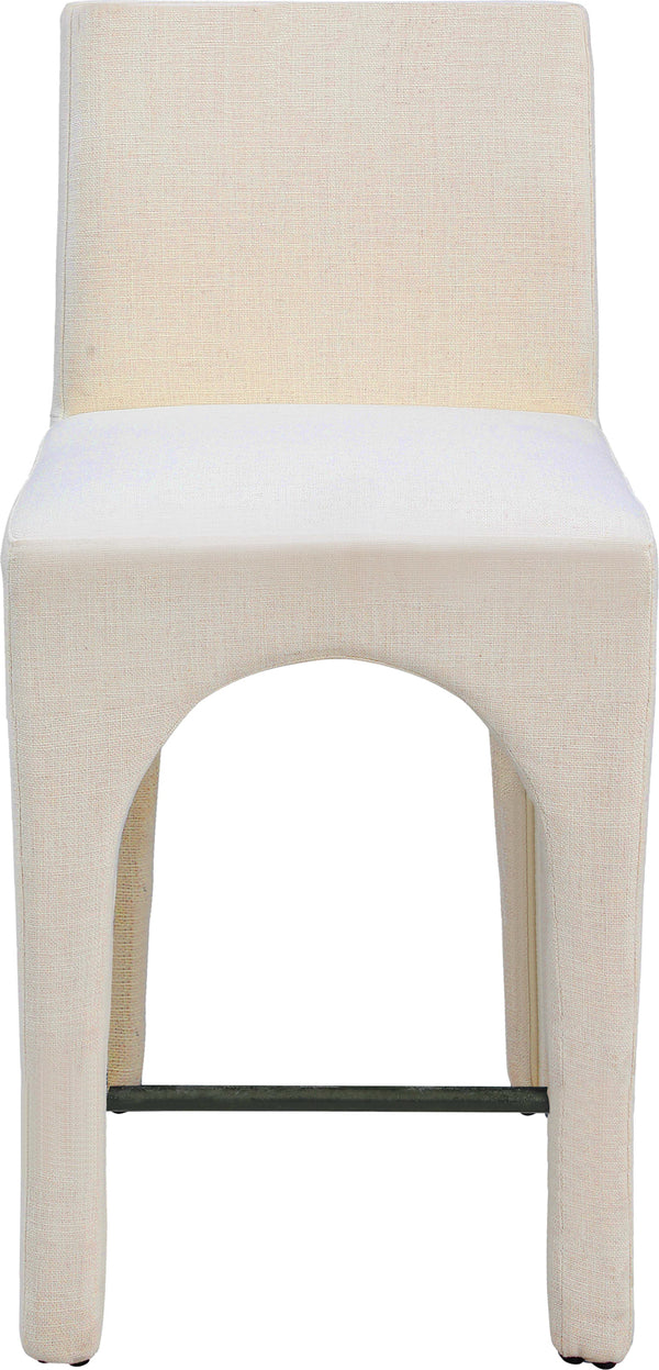 Gramercy Beige Linen Textured Fabric Stool 754Beige-C Meridian Furniture