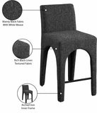 Gramercy Black Linen Textured Fabric Stool 754Black-C Meridian Furniture