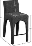 Gramercy Black Linen Textured Fabric Stool 754Black-C Meridian Furniture