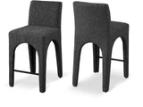 Gramercy Black Linen Textured Fabric Stool 754Black-C Meridian Furniture