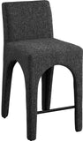 Gramercy Black Linen Textured Fabric Stool 754Black-C Meridian Furniture