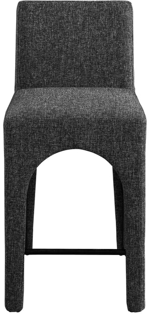 Gramercy Black Linen Textured Fabric Stool 754Black-C Meridian Furniture