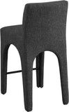 Gramercy Black Linen Textured Fabric Stool 754Black-C Meridian Furniture