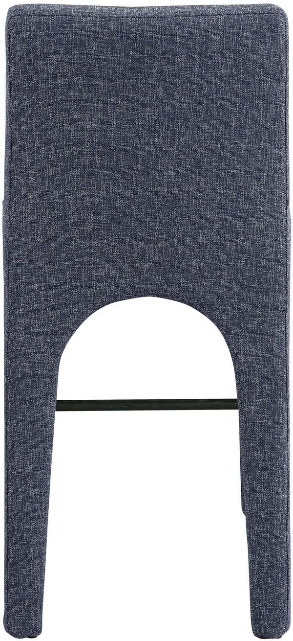 Gramercy Blue Linen Textured Fabric Stool 754Blue-C Meridian Furniture