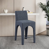 Gramercy Blue Linen Textured Fabric Stool 754Blue-C Meridian Furniture