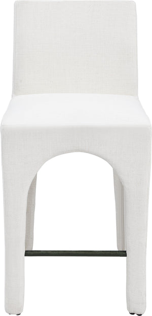 Gramercy Cream Linen Textured Fabric Stool 754Cream-C Meridian Furniture